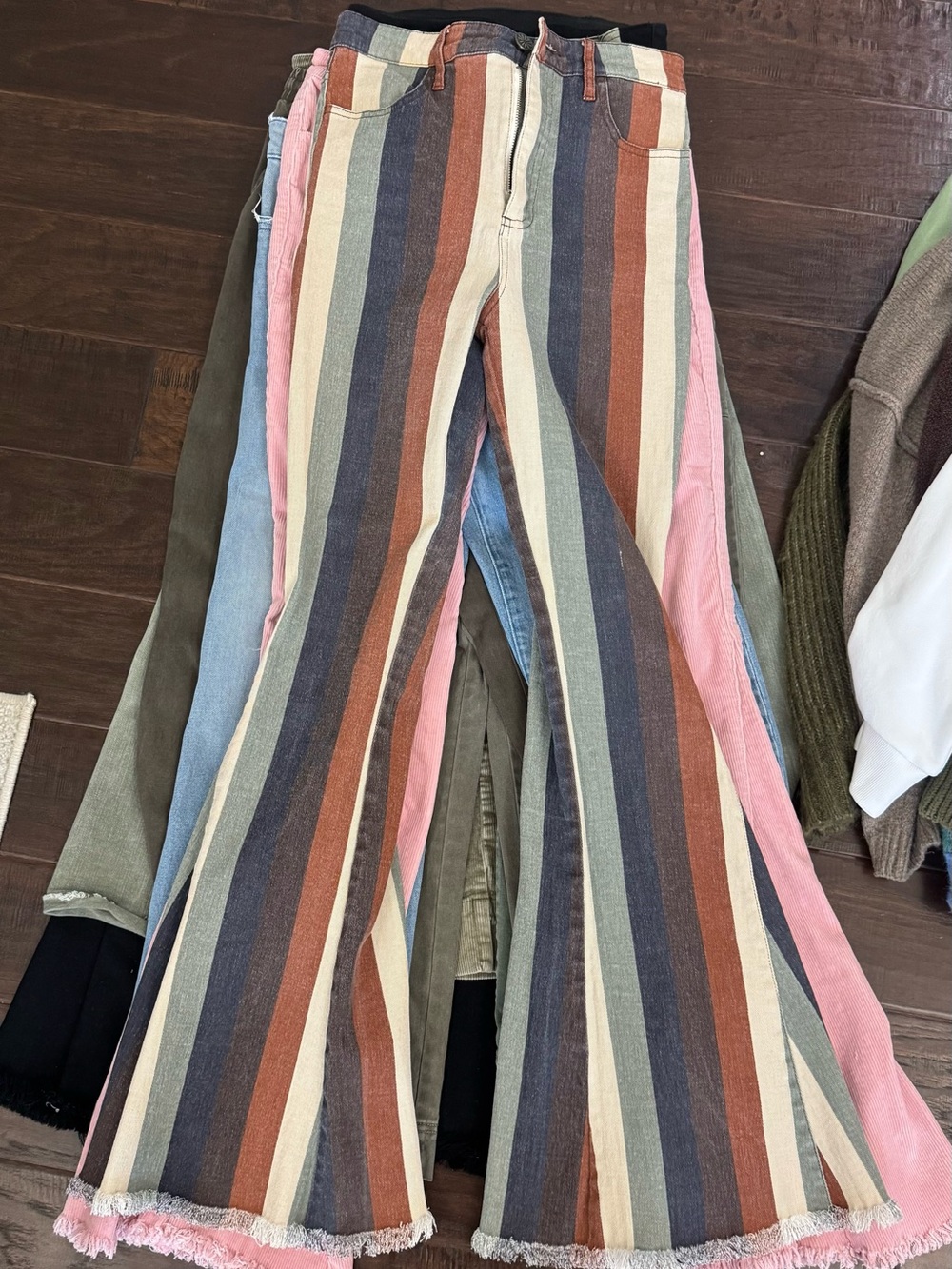 Show Me Your MuMu Multicolor Vertical Stripe Flare Jeans